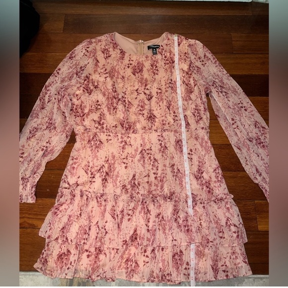 Aqua - pink with gold thread floral tiered dress - Picture 5 of 9